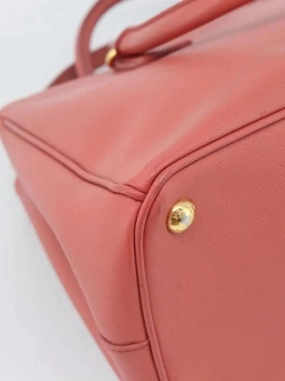 PRADA Galleria Hand Bag Safiano Leather 2way Pink Gold Auth